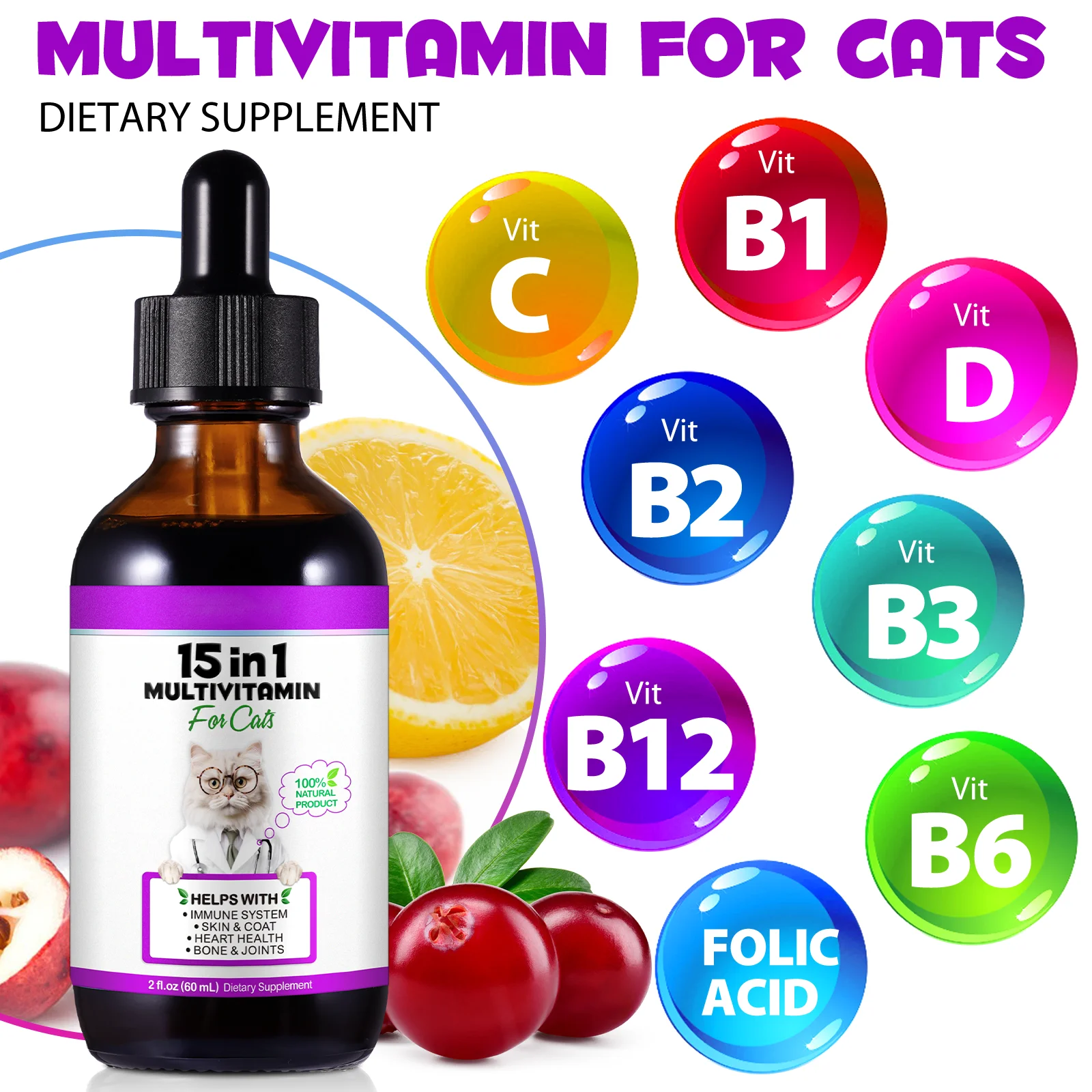 Oimmal® - 15 in 1 Multivitamin Drops For Cats