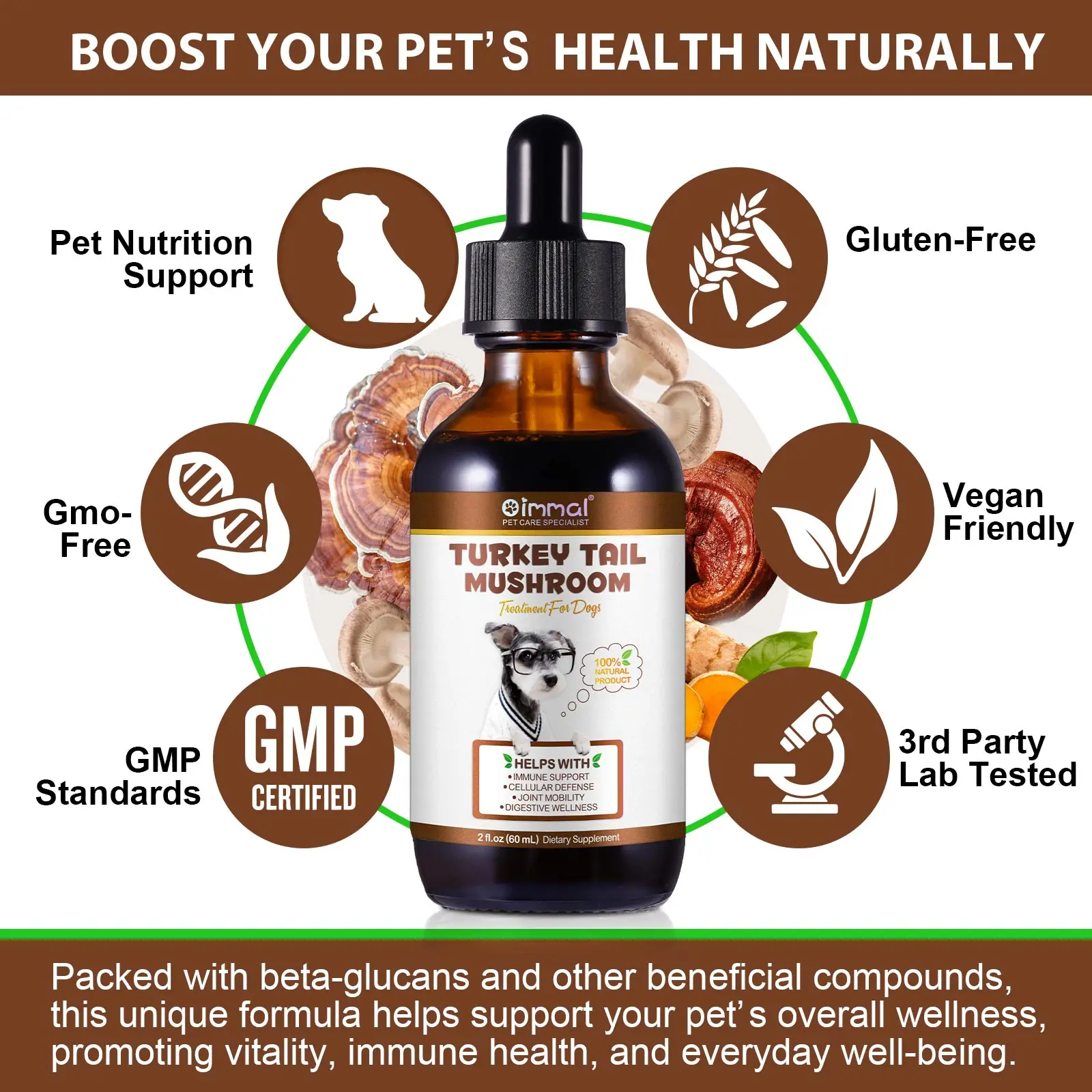 Oimmal® - Turkey Tail Mushrooms Drops For Dogs