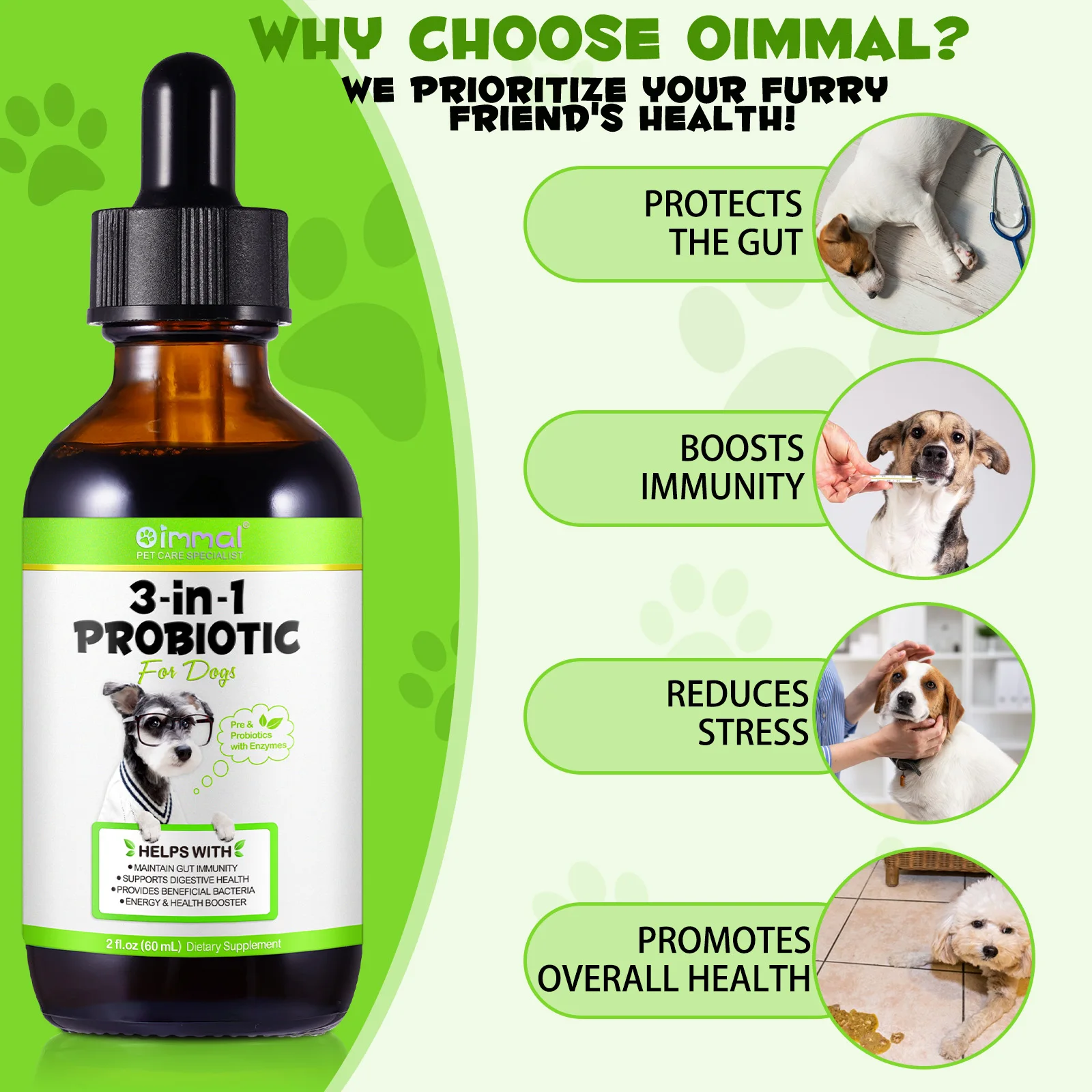 Oimmal® - 3-in-1 Probiotic Drops for Dogs