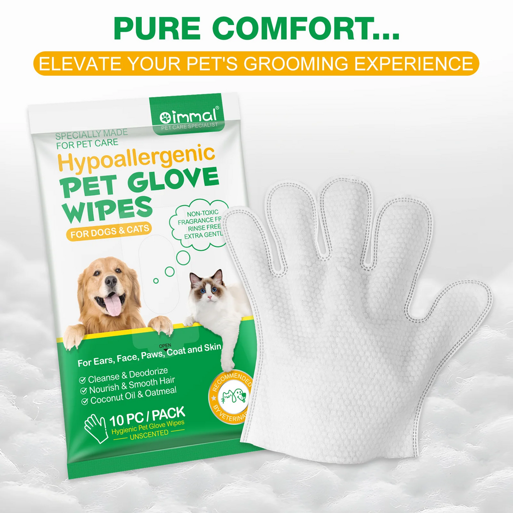 Oimmal® - 10 Hypoallergenic Pet Glove Wipes