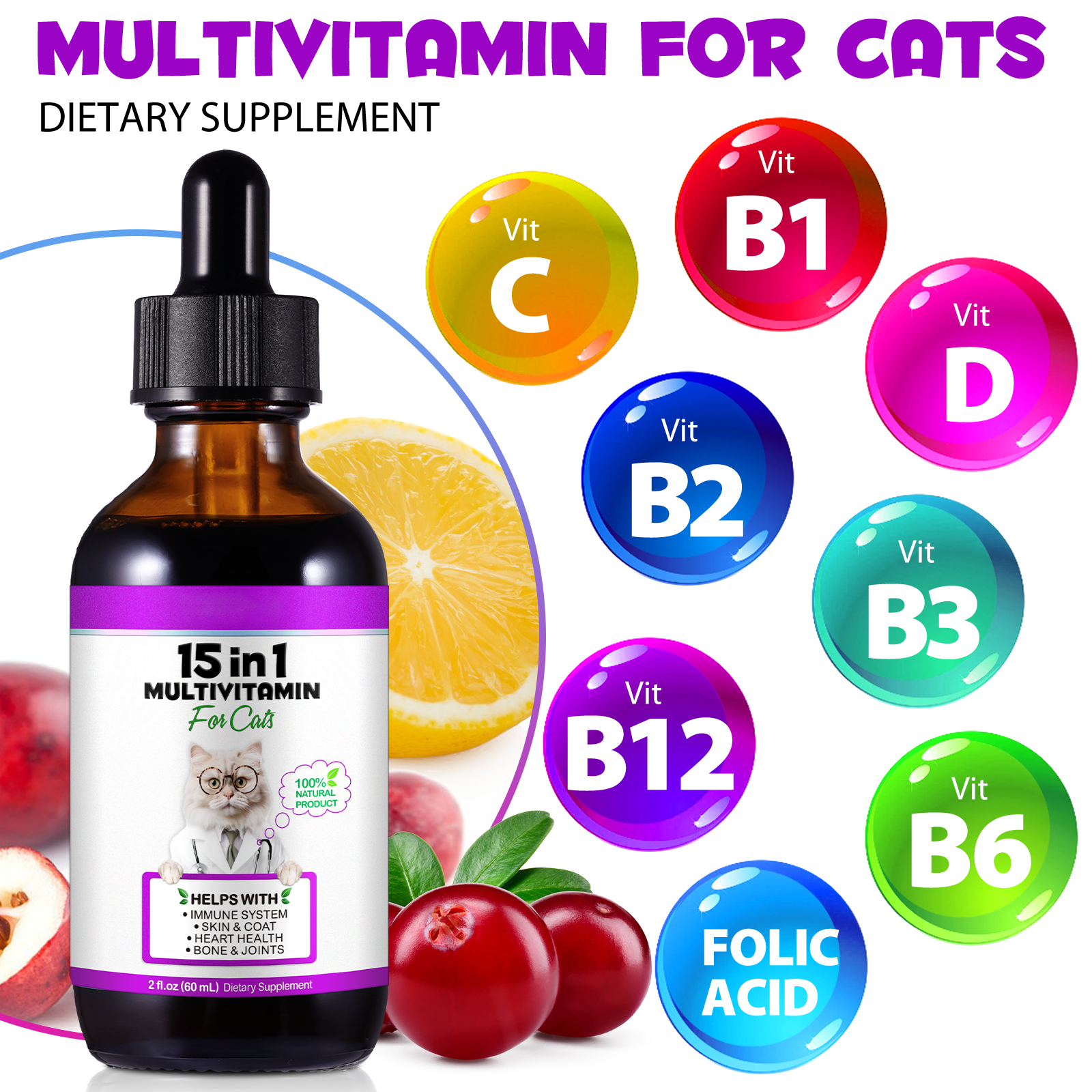 Oimmal® - 15 in 1 Multivitamin Drops For Cats