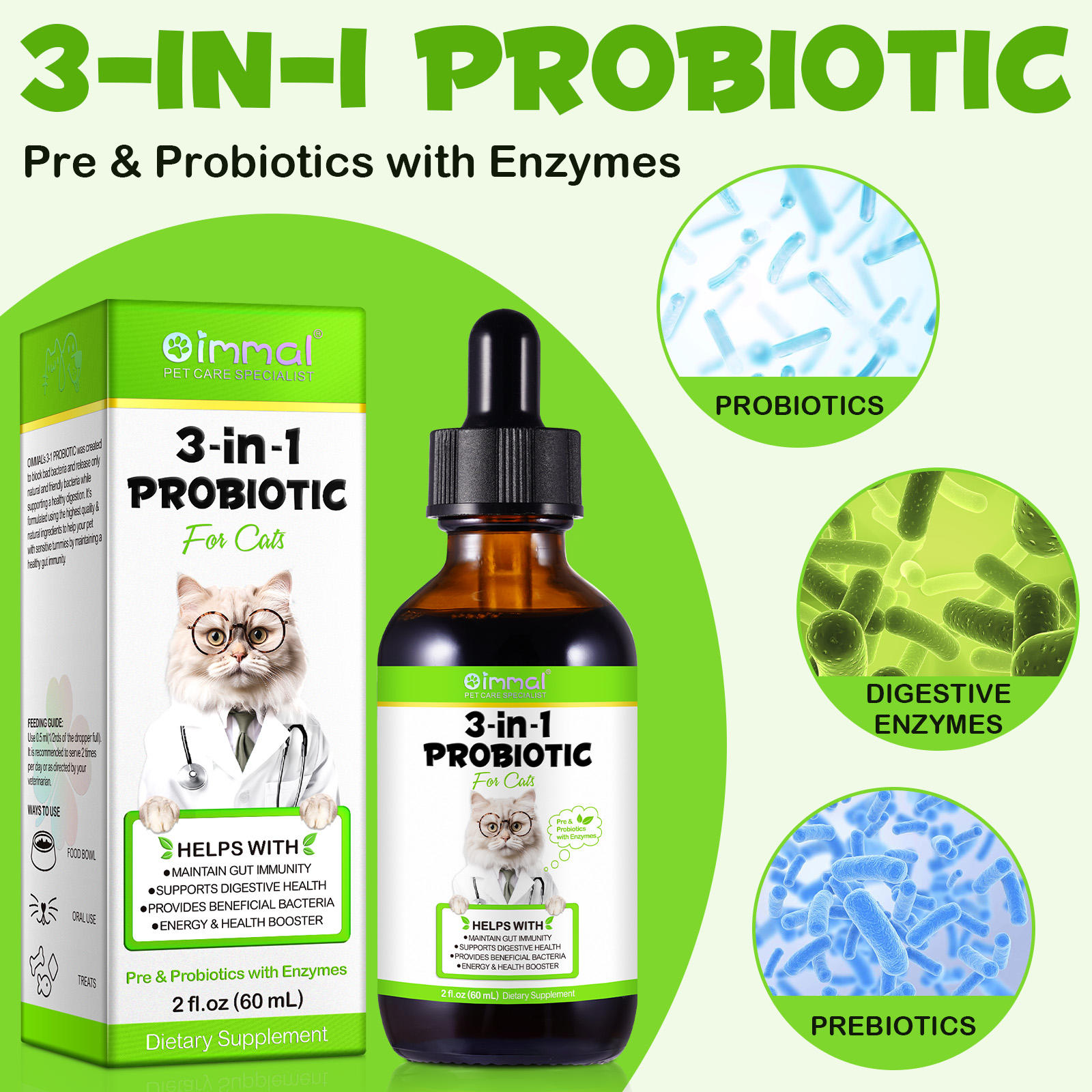Oimmal® - 3-in-1 Probiotic Drops for Cats