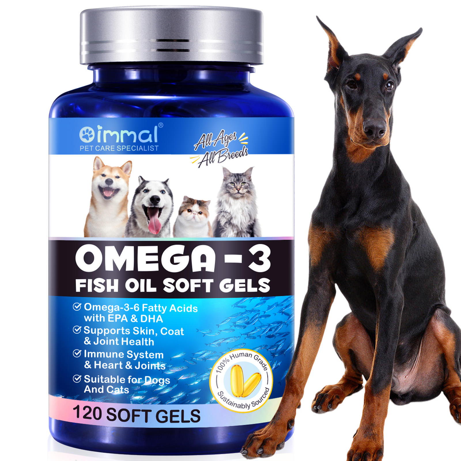 Oimmal® - Omega-3 Fish Oil Soft Gels for Pets
