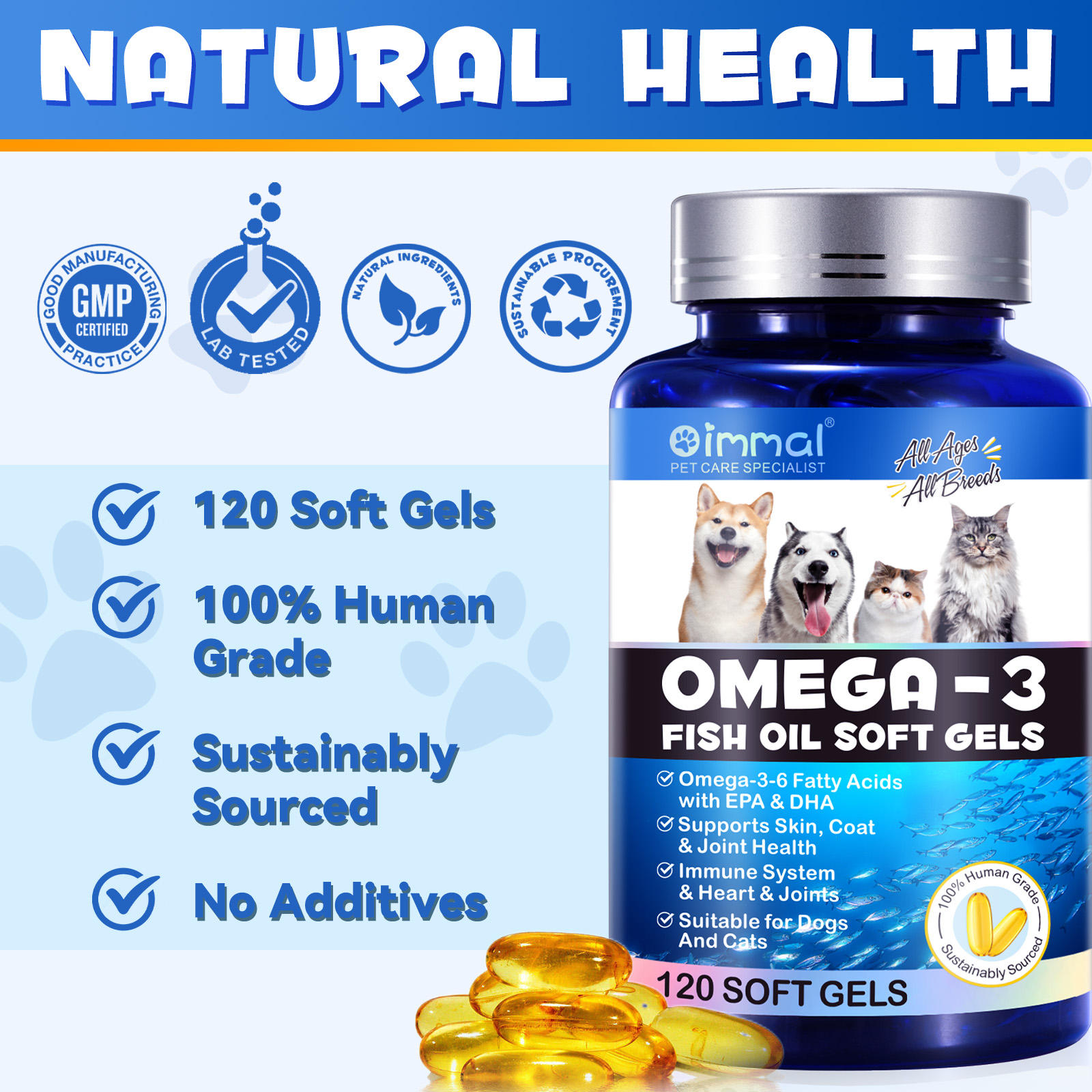 Oimmal® - Omega-3 Fish Oil Soft Gels for Pets