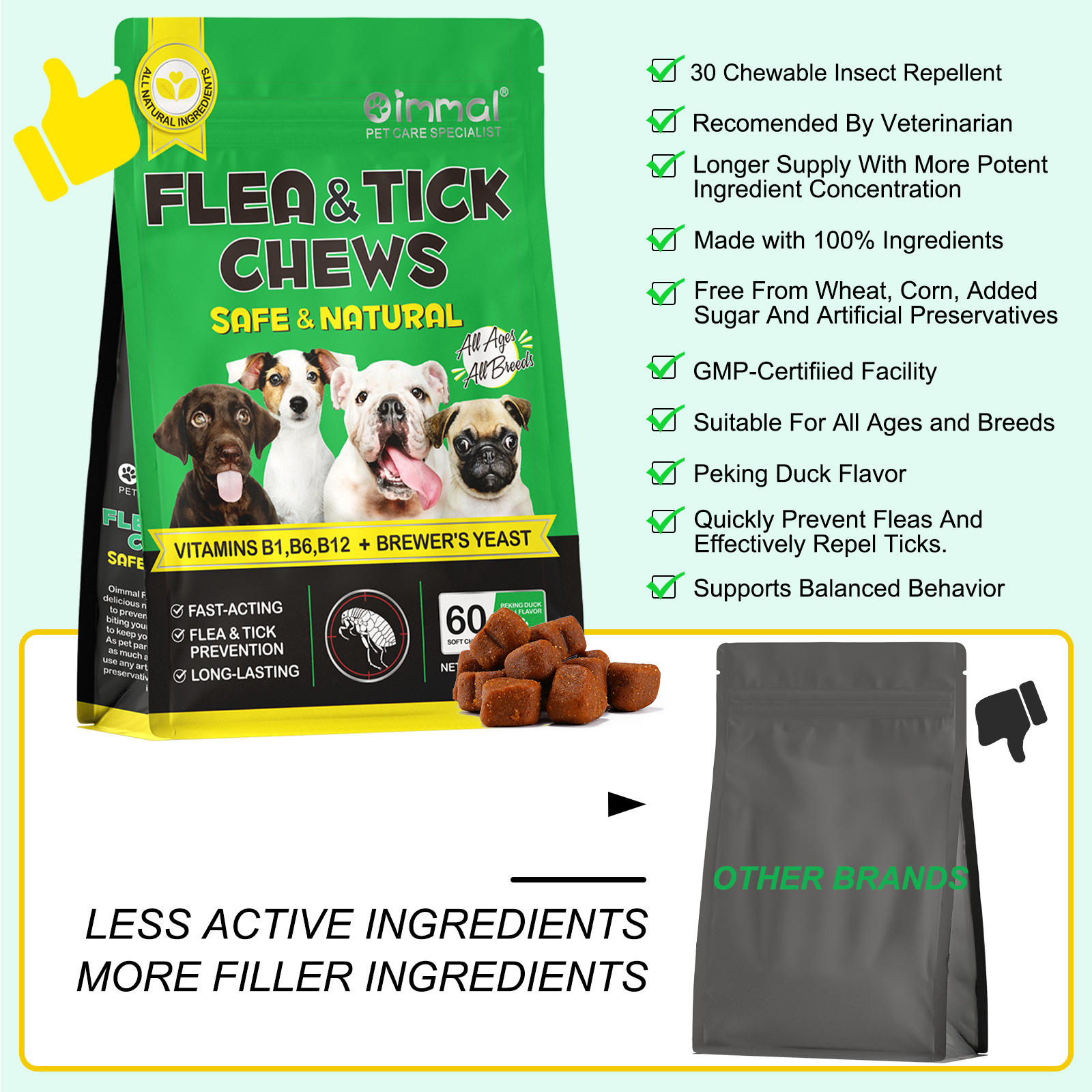 Oimmal® - Flea & Tick Prevention Soft Chews for Dogs