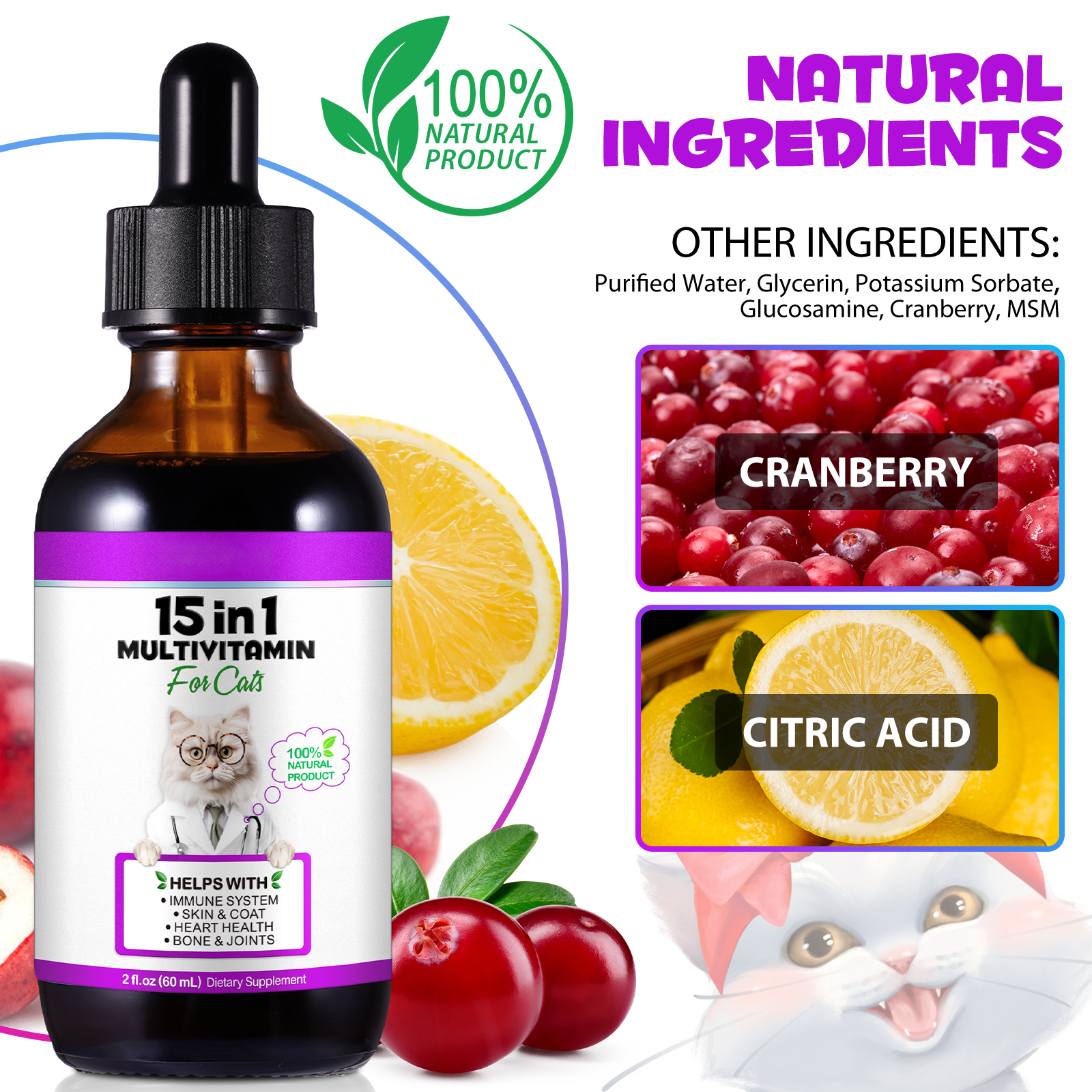 Oimmal® - 15 in 1 Multivitamin Drops For Cats