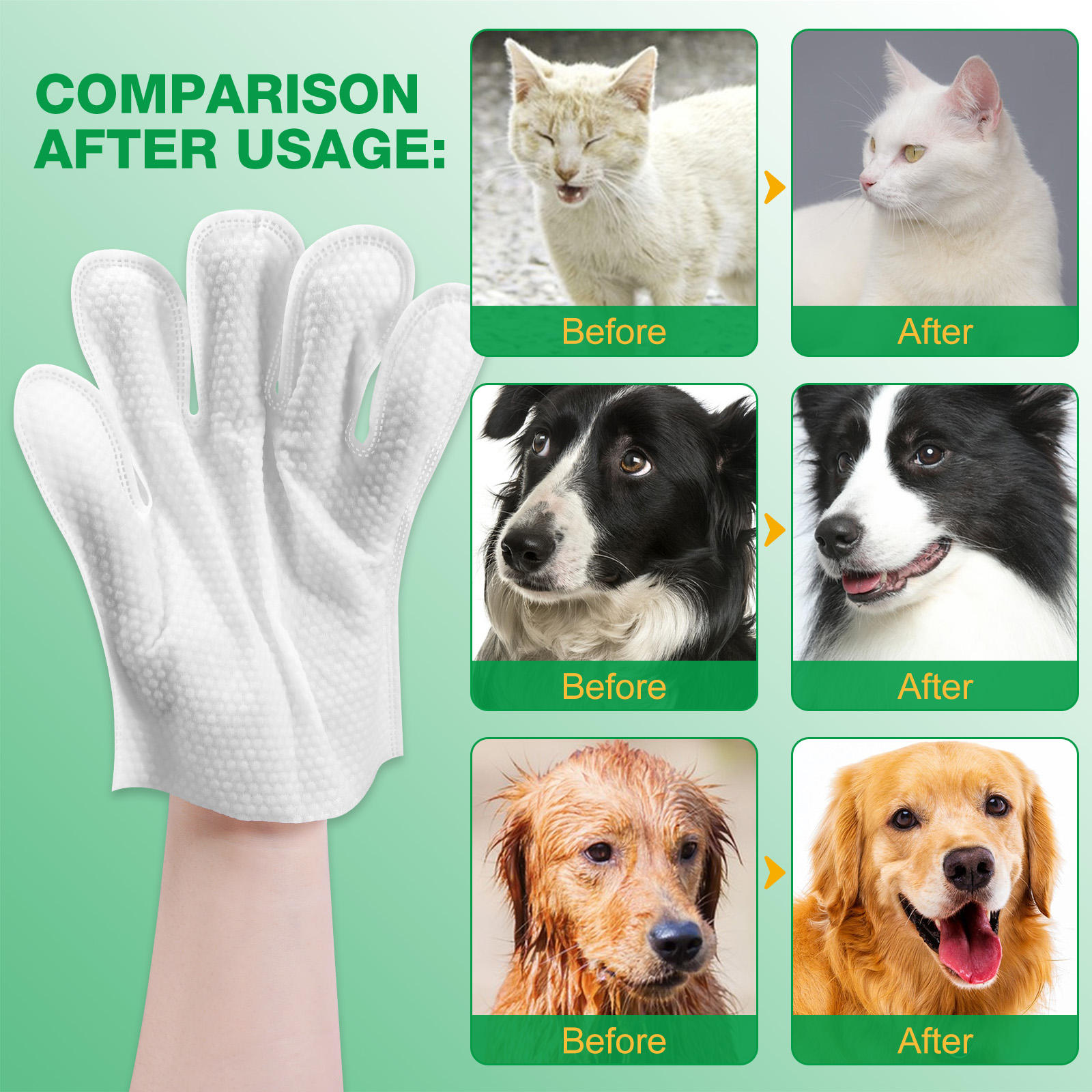 Oimmal® - 10 Hypoallergenic Pet Glove Wipes